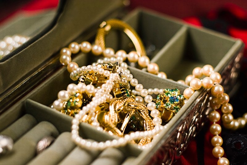 A small box full of glittering jewels.